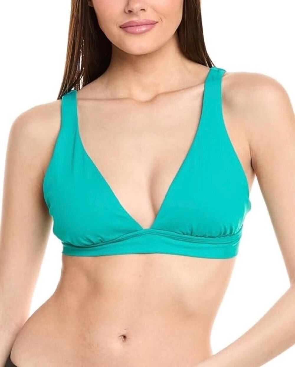 La Blanca Bikini Top Size 8 Emerald Green Plunge NWT Standard Over the Shoulder